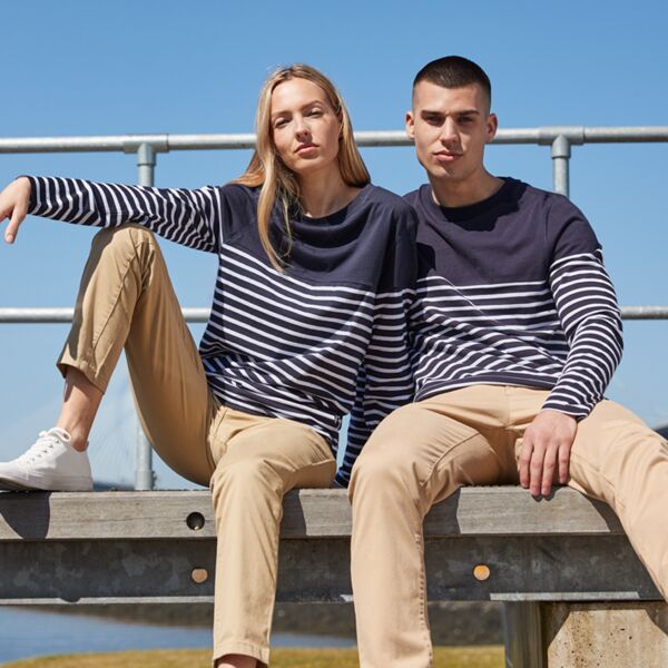 Front Row Unisex Long Sleeve Breton Striped T-Shirt Thumbnail