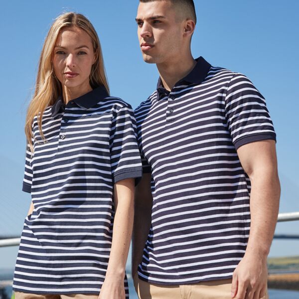 Front Row Striped Jersey Polo Shirt Thumbnail